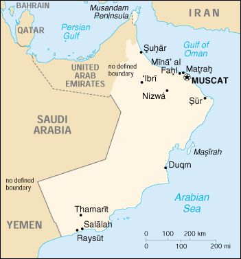 Map of Oman.