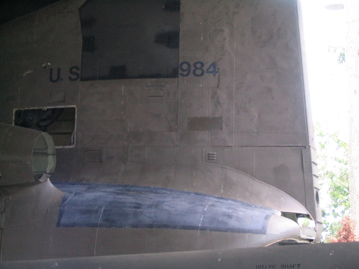 YCH-1B / CH-47A Chinook helicopter 59-4984 sitting in the Transportation Museum at Fort Eustis, Virginia, July 2011.