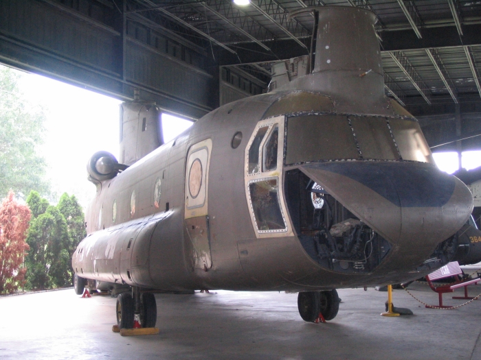 YCH-1B / CH-47A Chinook helicopter 59-4984 sitting in the Transportation Museum at Fort Eustis, Virginia, July 2011.