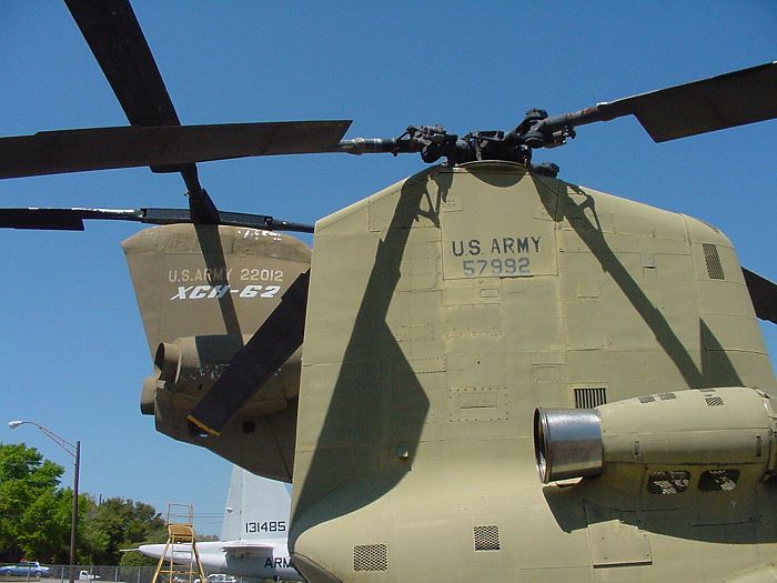 CH-47 Chinook 65-07992, a.k.a. the Boeing 347, at Fort Rucker, Alabama, 2 April 2004.