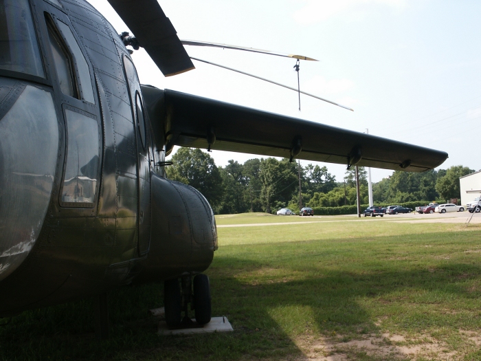 Having received a fresh coat of paint, CH-47A Chinook helicopter 65-07992, converted to the Boeing BV-347, sits outside the Army Aviation Museum at Fort Rucker, 25 June 2008.