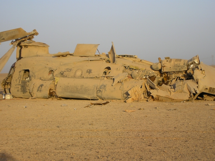 CH-47D Chinook helicopter at the crash site.