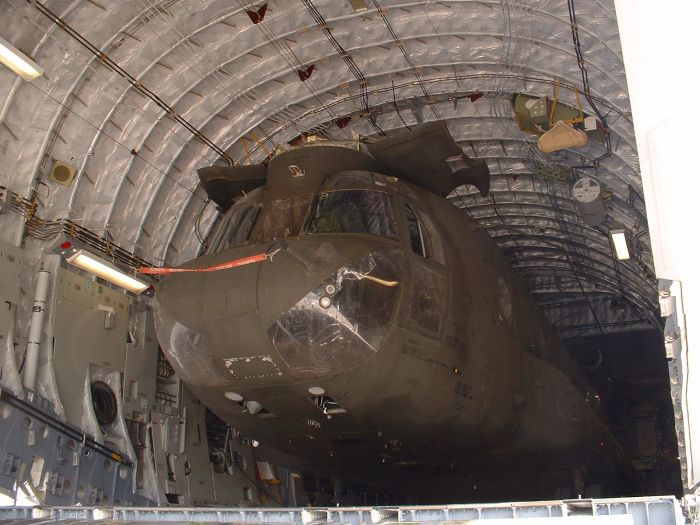 89-00138 being loaded aboard a United States Air Force (USAF) C-17 Globemaster III transport aircraft at Camp Able Sentry, Macedonia.