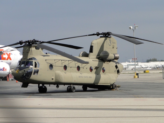 CH-47F Chinook helicopter 04-08713 is spotted at Ontario Airport, California, on 24 October 2010.