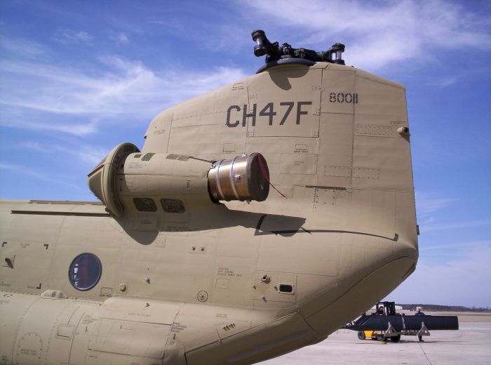 CH-47F Chinook helicopter 98-00011 in the new Desert Paint scheme, circa March 2006, at Fort Campbell, Kentucky.