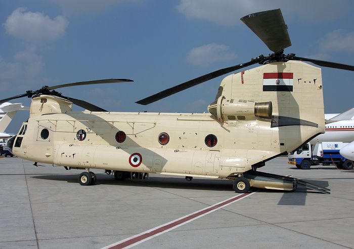 An Egyptian Chinook seen at the Dubai Airshow.