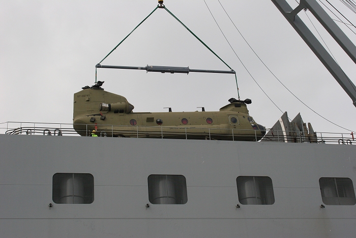 18 November 2010: CH-47F Chinook helicopter 07-08742 was the sixth aircraft to arrive at the dock.