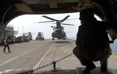 Shipboard landings by a Chinook on HMS Ark Royal.