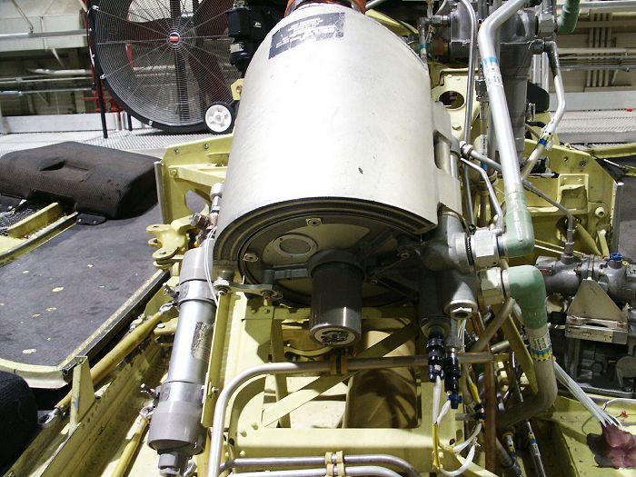 The rear portion of the Number One Flight Boost Hydraulics Reservoir.