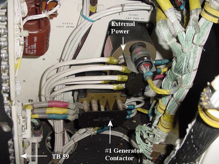 Number One PDP, bottom right corner, showing the External Power Contactor.